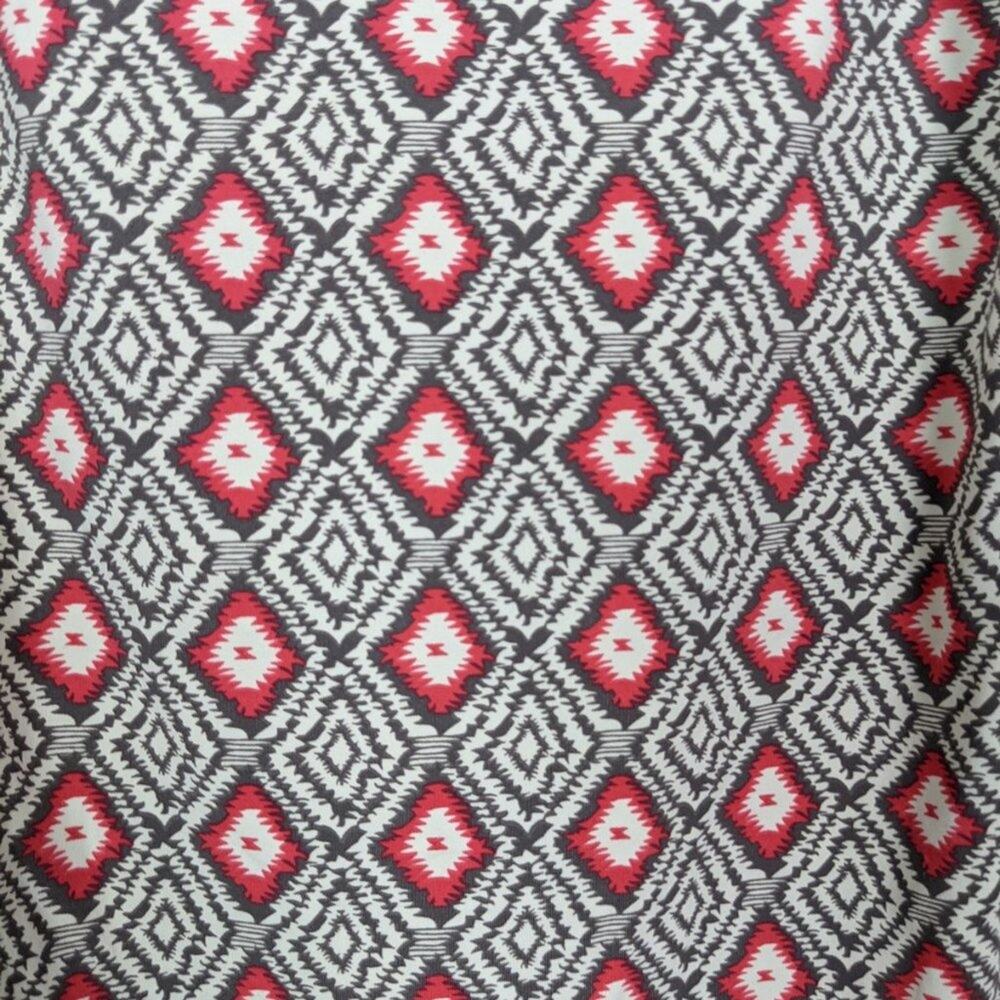 Ellie Kai Blouse 12 Brown Coral Ikat Print Boat Neck Long Sleeve - Picture 5 of 7
